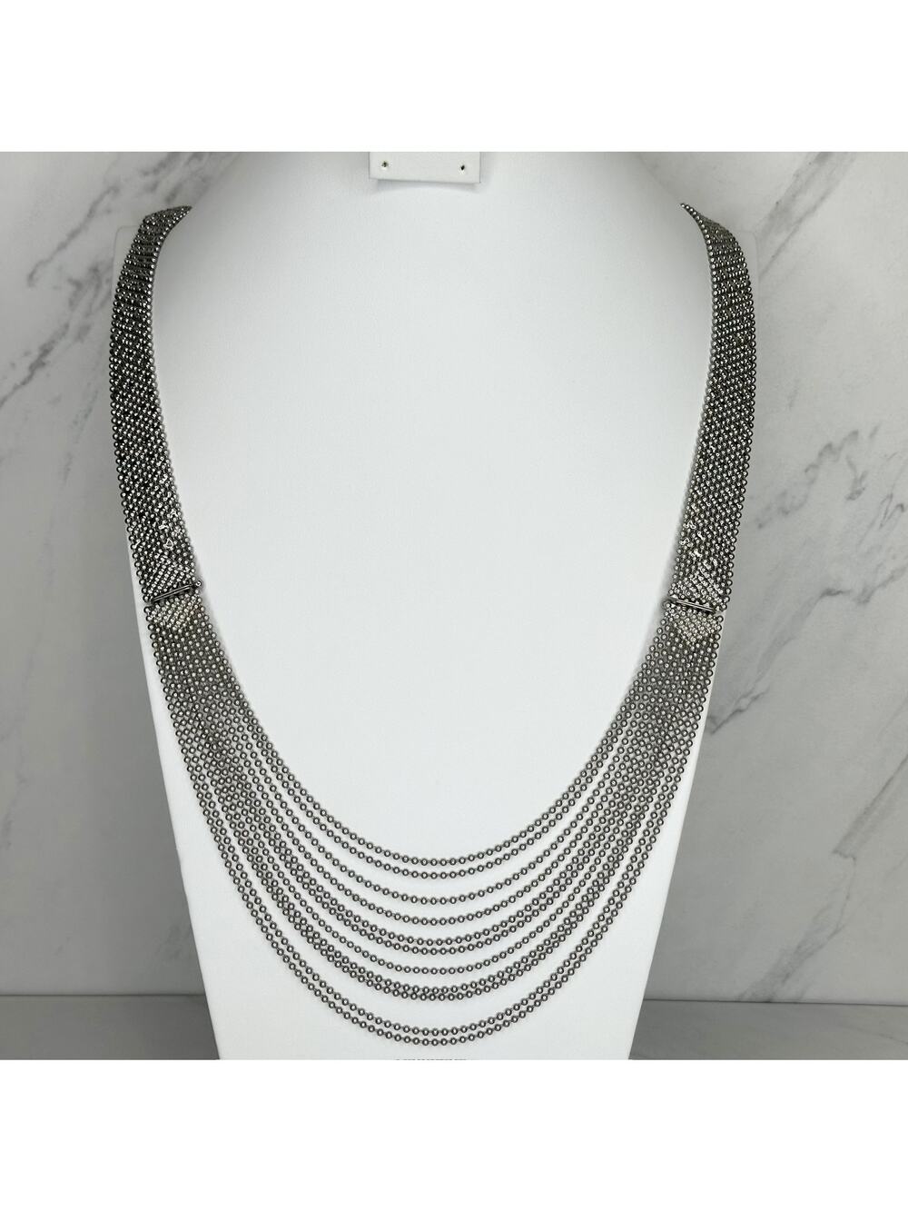 CAbi Multi Strand Ball Chain Necklace Convertible Silver Tone Adjustable ✨